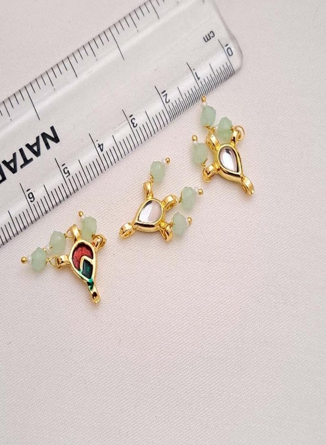 meryCraft Stone Meenakari Kundan,Makhi Beads for Jewellery Making, Embroidery and Craft Work-(Size: 15x10mm, Pack of 6 Pieces)-MCI-MAKHIBDS-006 - Image 2